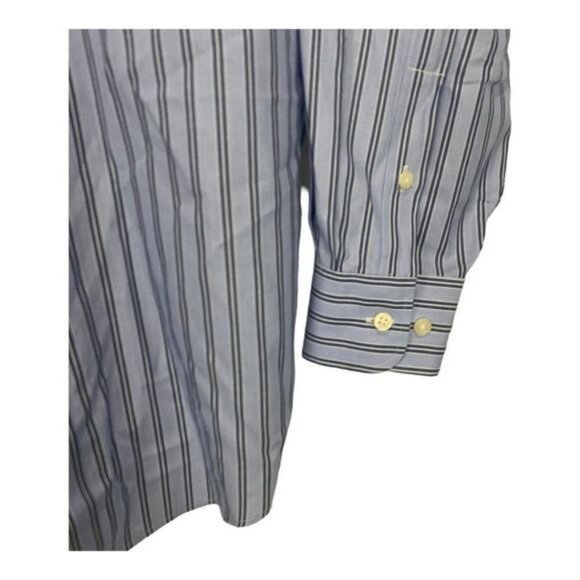 Kirkland Signature Mens Non-Iron Long Sleeve Dress Shirt 16 Blue & White Striped - Picture 2 of 10